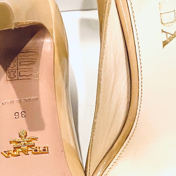 Prada Patent Leather Peep Toe Heel Nude - Picture 16 of 16